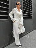 New Fashion Solid Color Hooded Cardigan Slim Fit Casual Pants Two-Piece Set RS-6999