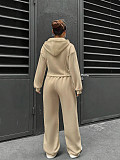 New Fashion Solid Color Hooded Cardigan Slim Fit Casual Pants Two-Piece Set RS-6999