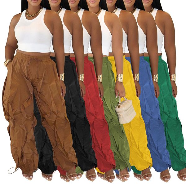 Casual Patchwork Lace Loose Wide-leg Trousers AIL-336