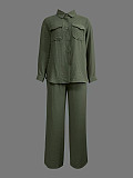 2026 Casual Solid Color Long-Sleeve Shirt and Loose-Fitting Trousers Set RS-2212