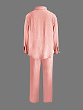 2026 Casual Solid Color Long-Sleeve Shirt and Loose-Fitting Trousers Set RS-2212