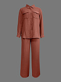 2026 Casual Solid Color Long-Sleeve Shirt and Loose-Fitting Trousers Set RS-2212
