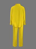 2026 Casual Solid Color Long-Sleeve Shirt and Loose-Fitting Trousers Set RS-2212