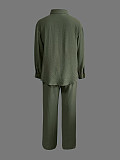 2026 Casual Solid Color Long-Sleeve Shirt and Loose-Fitting Trousers Set RS-2212