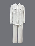 2026 Casual Solid Color Long-Sleeve Shirt and Loose-Fitting Trousers Set RS-2212