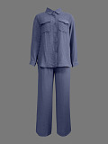 2026 Casual Solid Color Long-Sleeve Shirt and Loose-Fitting Trousers Set RS-2212