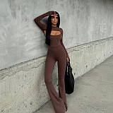 2026 Sexy Round Neck Long Sleeve Backless Tight-Fitting Sports Jumpsuit Two-Piece Set RS-FDL1190