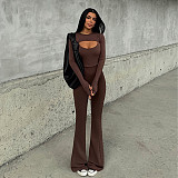 2026 Sexy Round Neck Long Sleeve Backless Tight-Fitting Sports Jumpsuit Two-Piece Set RS-FDL1190