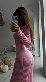 New Solid Color Knitted Sheer Hollow-Out Long-Sleeved Top and High-Waisted Pants Set RS-2102