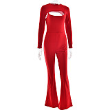 2026 Sexy Round Neck Long Sleeve Backless Tight-Fitting Sports Jumpsuit Two-Piece Set RS-FDL1190