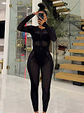 2026 Fashion Mesh Zipper Cardigan and Leggings Two-Piece Set RS-391418