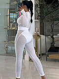 2026 Fashion Mesh Zipper Cardigan and Leggings Two-Piece Set RS-391418