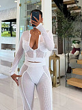 2026 Fashion Mesh Zipper Cardigan and Leggings Two-Piece Set RS-391418