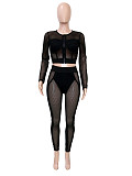 2026 Fashion Mesh Zipper Cardigan and Leggings Two-Piece Set RS-391418