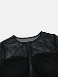 2026 Fashion Mesh Zipper Cardigan and Leggings Two-Piece Set RS-391418