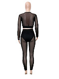 2026 Fashion Mesh Zipper Cardigan and Leggings Two-Piece Set RS-391418