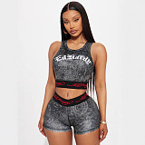 Printed Tank Top Vest And Shorts Set MJL-XX293