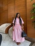 Fashionable Striped Short-Sleeve Shirt with High-Waisted Tie-Waist Two-Piece Set QZ-7189