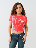 Summer Printed Short Sleeve Cropped T-shirt MJL-XX701