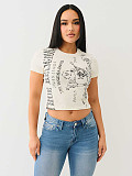 Summer Printed Short Sleeve Cropped T-shirt MJL-XX701