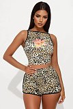2026 Sexy Leopard Print Strap Cropped Top And Shorts Set MJL-XX687