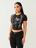 Summer Printed Short Sleeve Cropped T-shirt MJL-XX701