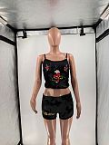 Printed Lace Trimmed Strap Vest Shorts Set MJL-XX292
