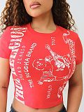 Summer Printed Short Sleeve Cropped T-shirt MJL-XX701