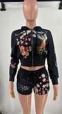 Zipper Hoodies Thin Jacket Print Shorts Summer Two Pieces MJL-XH903