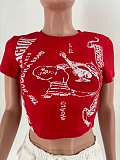 Summer Printed Short Sleeve Cropped T-shirt MJL-XX701
