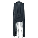 Sexy Stand-up Collar Slim Fit Pleated Bodycon Mini Dress JY-303968