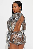 2026 Sexy Floral Print Halter Neck Backless Elegant Top and Shorts Set XS-26L2119