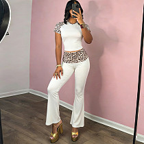 Fashion Digital Print Patchwork Slim High-Waisted Casual Trouser Suit ZJQD-89598