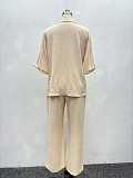 2026 Casual Loose Short-Sleeve Shirt Cardigan Trousers Set QZ-1875