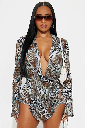 2026 Sexy Floral Print Halter Neck Backless Elegant Top and Shorts Set XS-26L2119
