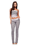 Sexy Stretch Striped Print Strapless Vest Top and Pants Set XS-26L2125