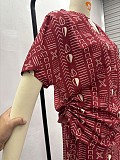 2026 Fashionable Printed Short-Sleeve Drawstring Waist-cinching Shirt and Wide-Leg Trousers Set QZ-7261