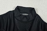 Sexy Stand-up Collar Slim Fit Pleated Bodycon Mini Dress JY-303968