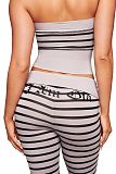 Sexy Stretch Striped Print Strapless Vest Top and Pants Set XS-26L2125