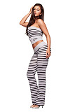 Sexy Stretch Striped Print Strapless Vest Top and Pants Set XS-26L2125