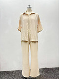 2026 Casual Loose Short-Sleeve Shirt Cardigan Trousers Set QZ-1875