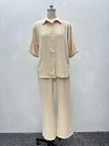 2026 Casual Loose Short-Sleeve Shirt Cardigan Trousers Set QZ-1875