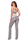 Sexy Stretch Striped Print Strapless Vest Top and Pants Set XS-26L2125