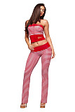 Sexy Stretch Striped Print Strapless Vest Top and Pants Set XS-26L2125