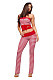 Sexy Stretch Striped Print Strapless Vest Top and Pants Set XS-26L2125