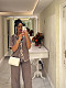 2026 Casual Color-Blocked Short-Sleeve Shirt and Versatile Wide-Leg Trousers Two-Piece Set QZ-8097