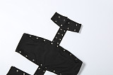 Solid Color Sexy Hollow-Out Tight-Fitting Halter Neck Jumpsuit ZJQD-90009