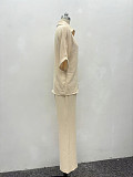 2026 Casual Loose Short-Sleeve Shirt Cardigan Trousers Set QZ-1875