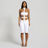 Solid Color Sexy Hollow-Out Tight-Fitting Halter Neck Jumpsuit ZJQD-90009