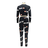 Sporty Letter Print Long-Sleeved Top and Pants Two-Piece Set RS-004